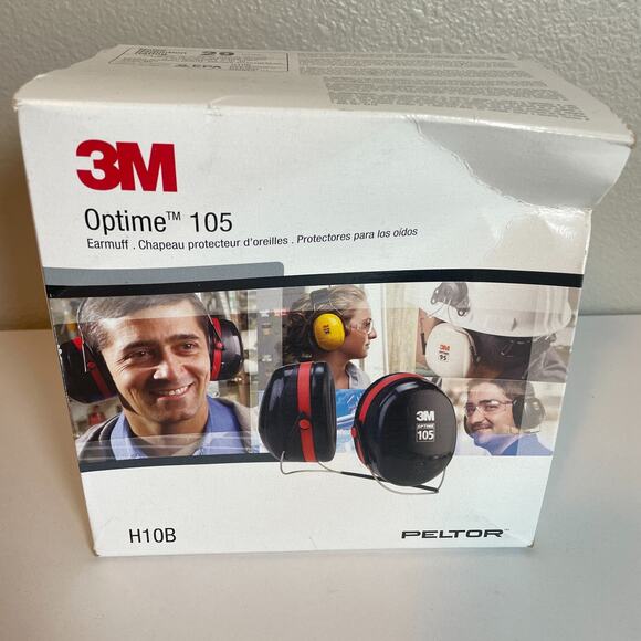 3M H10B E-A-R Peltor OPTIME 105 Behind-The-Head 29 dB NRR Earmuffs - Red/Blk New - Picture 1 of 6